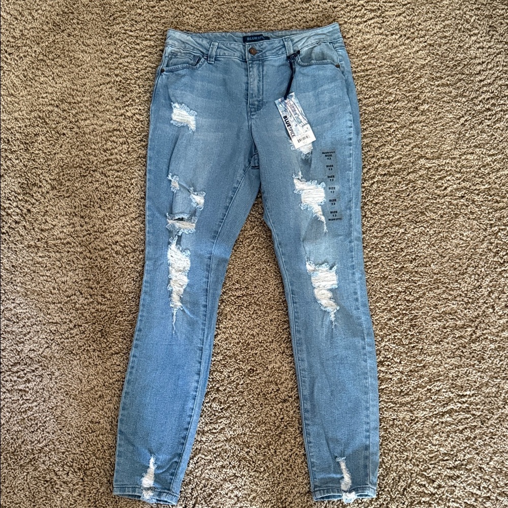 Blue Spice Juniors Light Blue Distressed Skinny Jeans